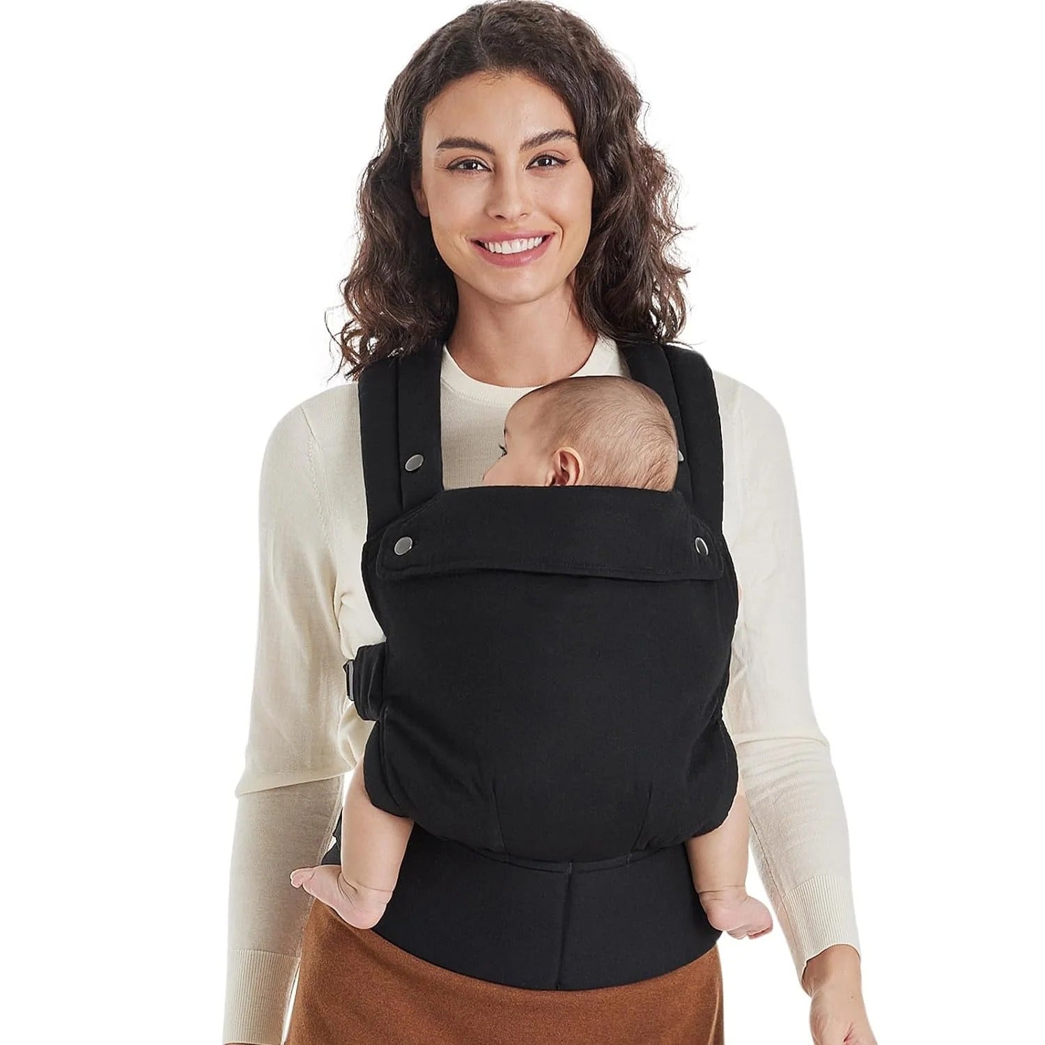 Porte-bebe-ComfortBabyCarrier-noir-bebe-face-maman