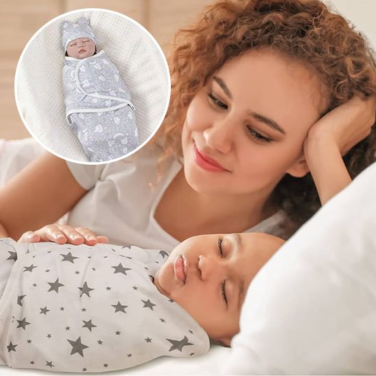 Couverture emmaillotage blanc étoiles bébé en sécurité lors des dodos