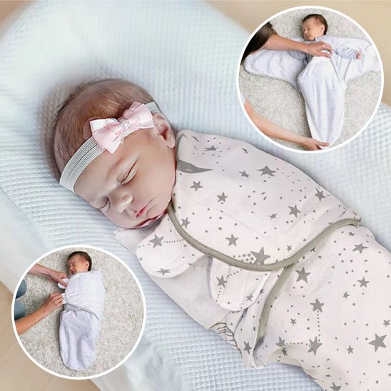 Couverture emmaillotage blanc petites étoiles bébé emmaillotage rapide et facile