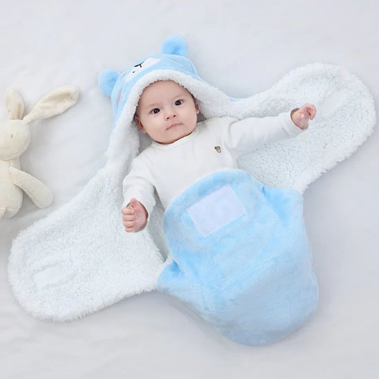 Nid d'ange bleu ours bébé confortable ouverture latérale