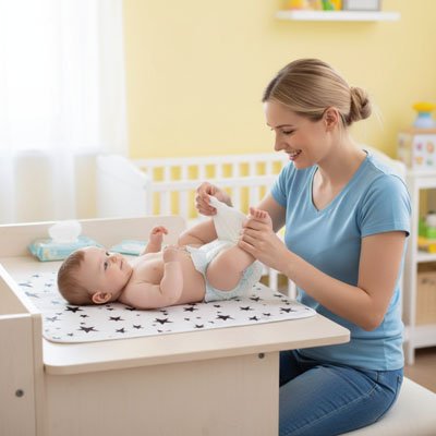 Tapis à langer nomade bébé et maman ensemble 
